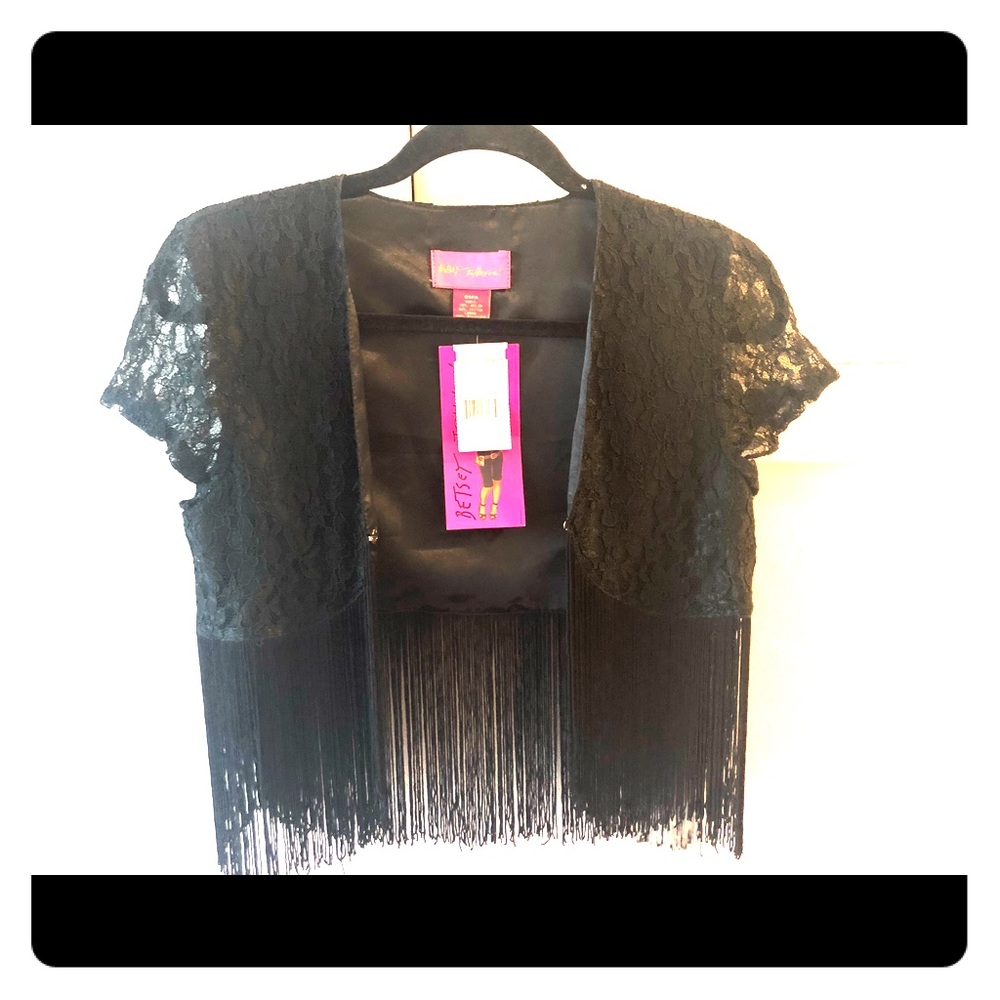 NWT Betsy Johnson fringe jacket on size fits all